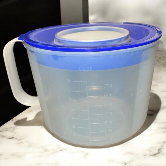 Tupperware Mix n Store Mixing Measuring 8 Cup Bowl 1629E 1628D 733 Blue Sheer - Picture 1 of 12